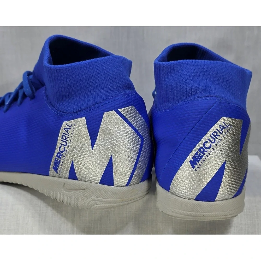 Nike Mercurial Superfly 6 Academy IC Indoor Soccer Shoes‎ Blue Silver AH7369-400